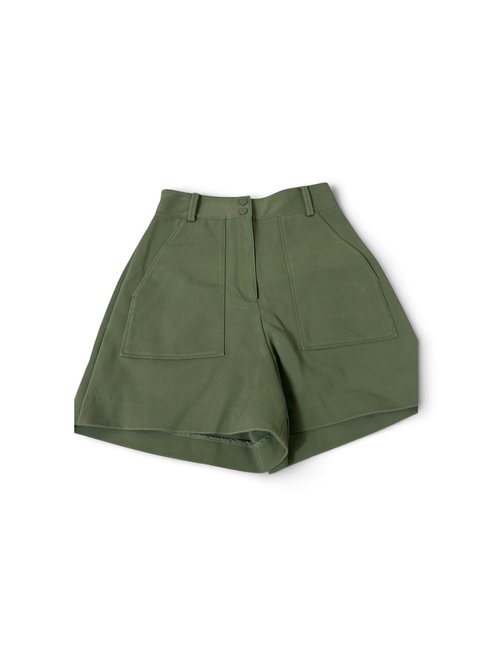 Tibi Olive Green High-Waist Patch Pocket Shorts size XS